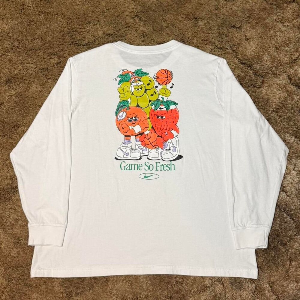 Nike Basketball Swoosh Hoops Loose Fit Long Sleeve T-Shirt Tee White XLarge